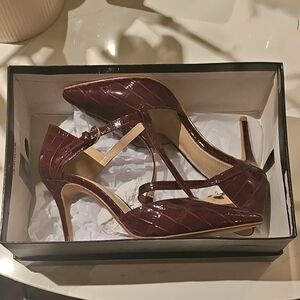Head Over Heels Maroon Croc-Embossed Heels
